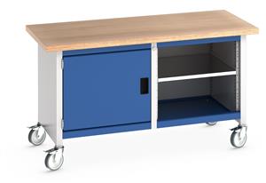 Bott MobileBench 1500Wx750Dx840mmH-1 Cpbd, 1 Shelf & MPX Top 1500mm Wide Mobile Moveable Industrial Storage Benches with Cupboards and Drawers 25/41002094.11 Bott MobileBench 1500Wx750Dx840mmH 1 Cpbd 1 Shelf MPX Top.jpg